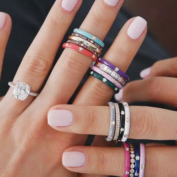 NEW Black Ceramic Stacking Ring | 925 Sterling Silver - Picture 6 of 16